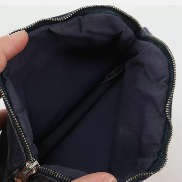 Hermes bolide canvas zip pouch pouchette bag blue silver mini purse travel - Picture 5 of 6